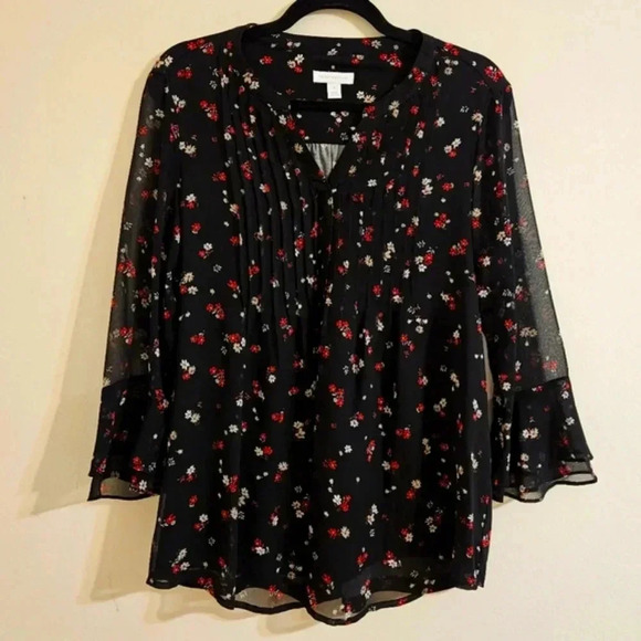 Charter Club Pintuck Floral Blouse - Picture 1 of 4